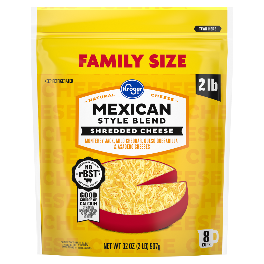 slide 1 of 1, Kroger® Family Size Mexican Style Shredded Cheese, 32 oz