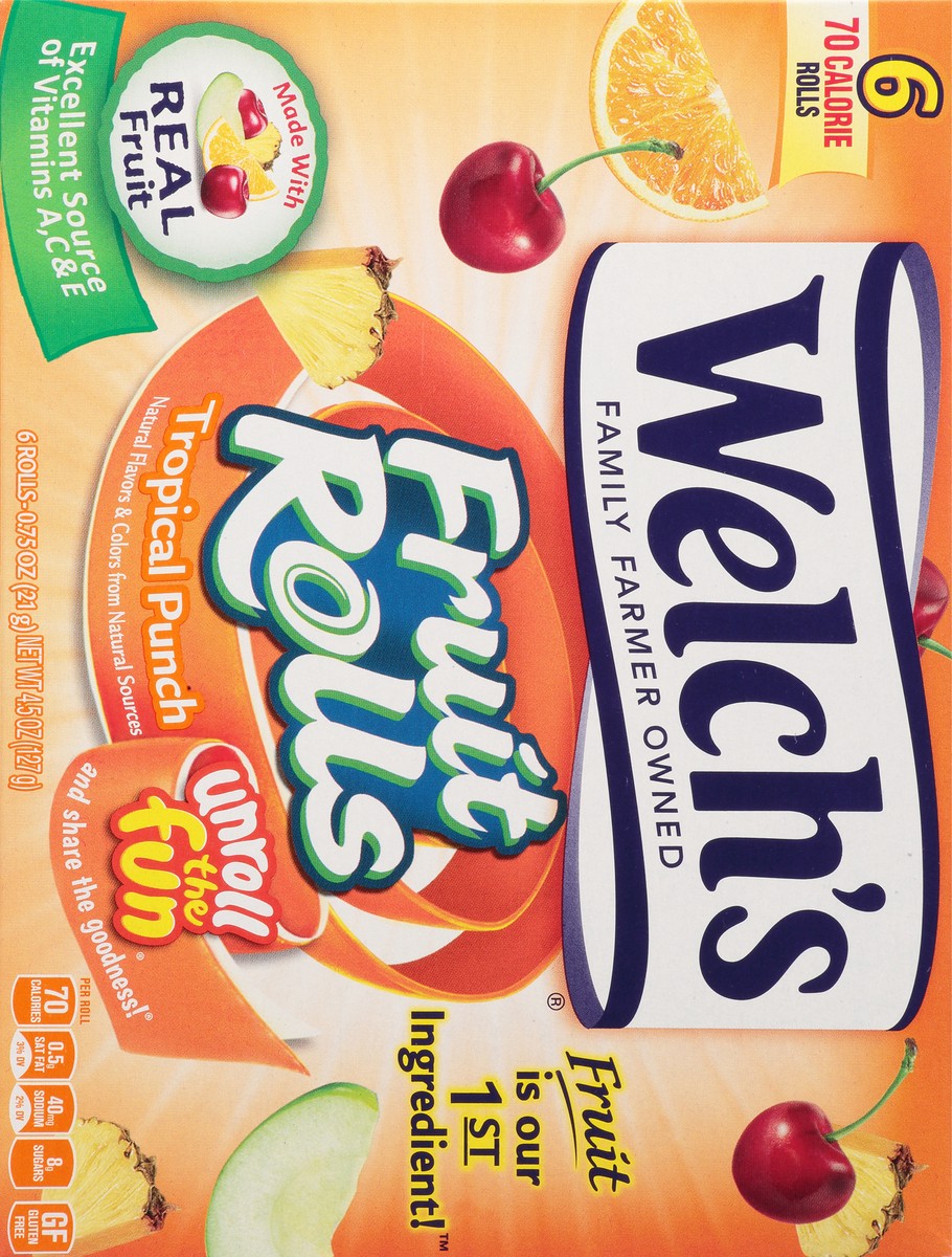 slide 4 of 15, Welch's Tropical Punch Fruit Rolls 6 - 0.75 oz Rolls, 6 ct