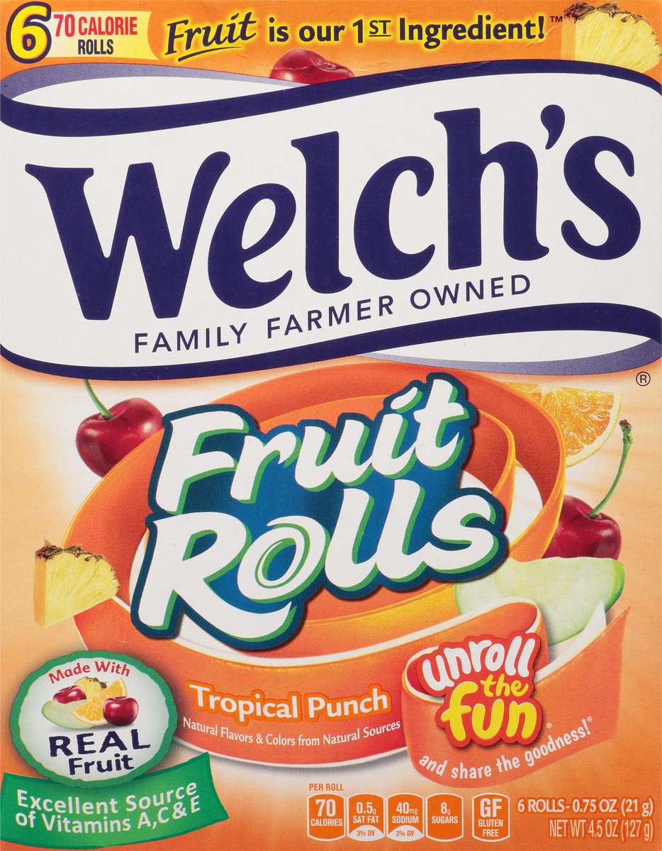 slide 5 of 15, Welch's Tropical Punch Fruit Rolls 6 - 0.75 oz Rolls, 6 ct