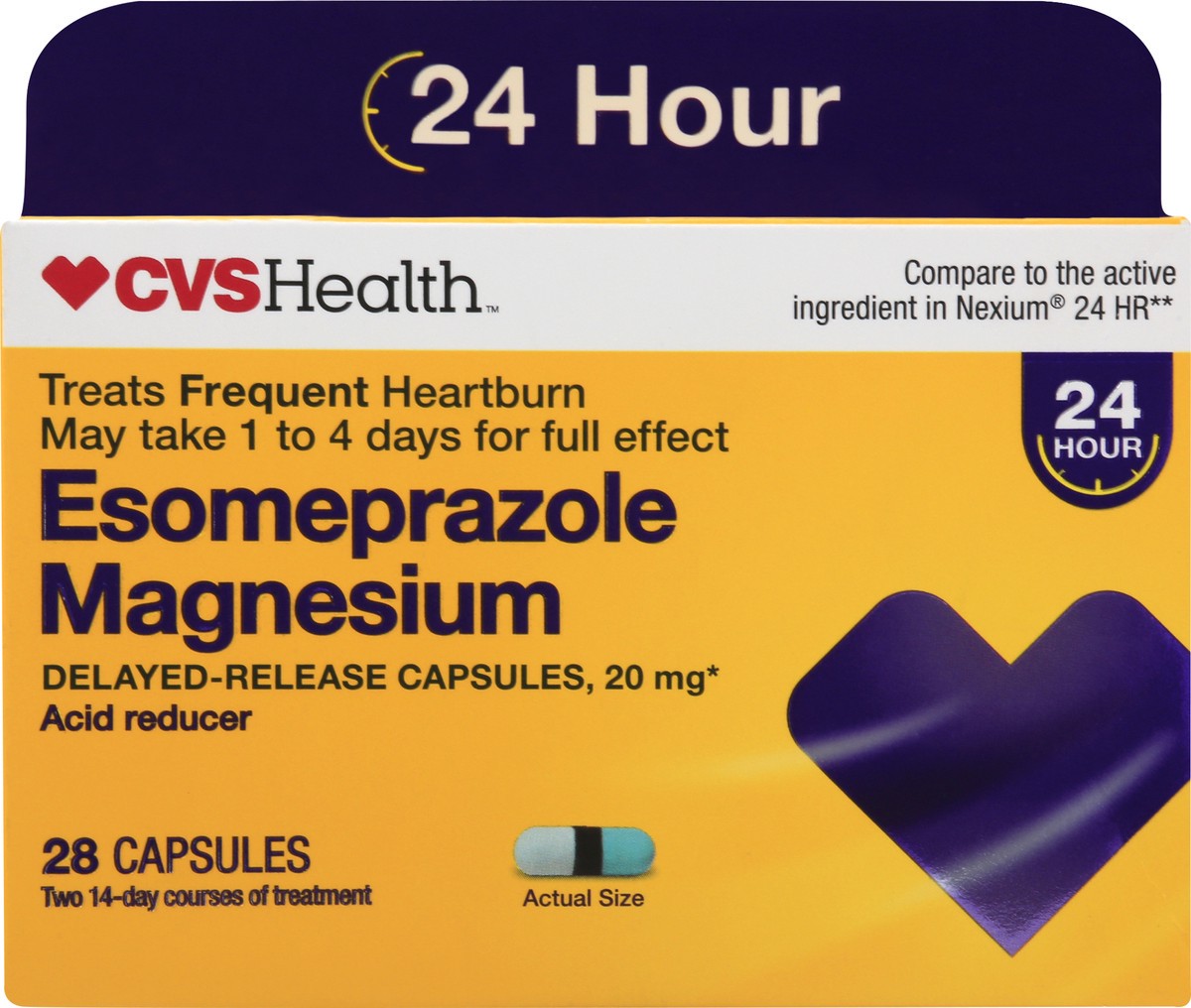 slide 4 of 11, CVS Health Esomeprazole Magnesium Capsules, 28 Ct, 1 ct