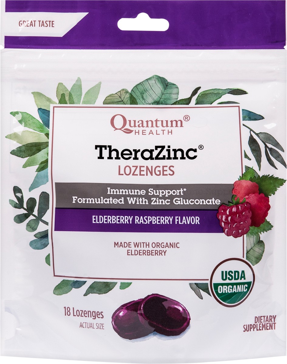 slide 4 of 7, Quantum Health Therazinc Elderberry Raspberry Lozenges, 18 ct