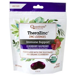 Quantum Health TheraZinc Elderberry Raspberry Flavor Lozenges 18 ct