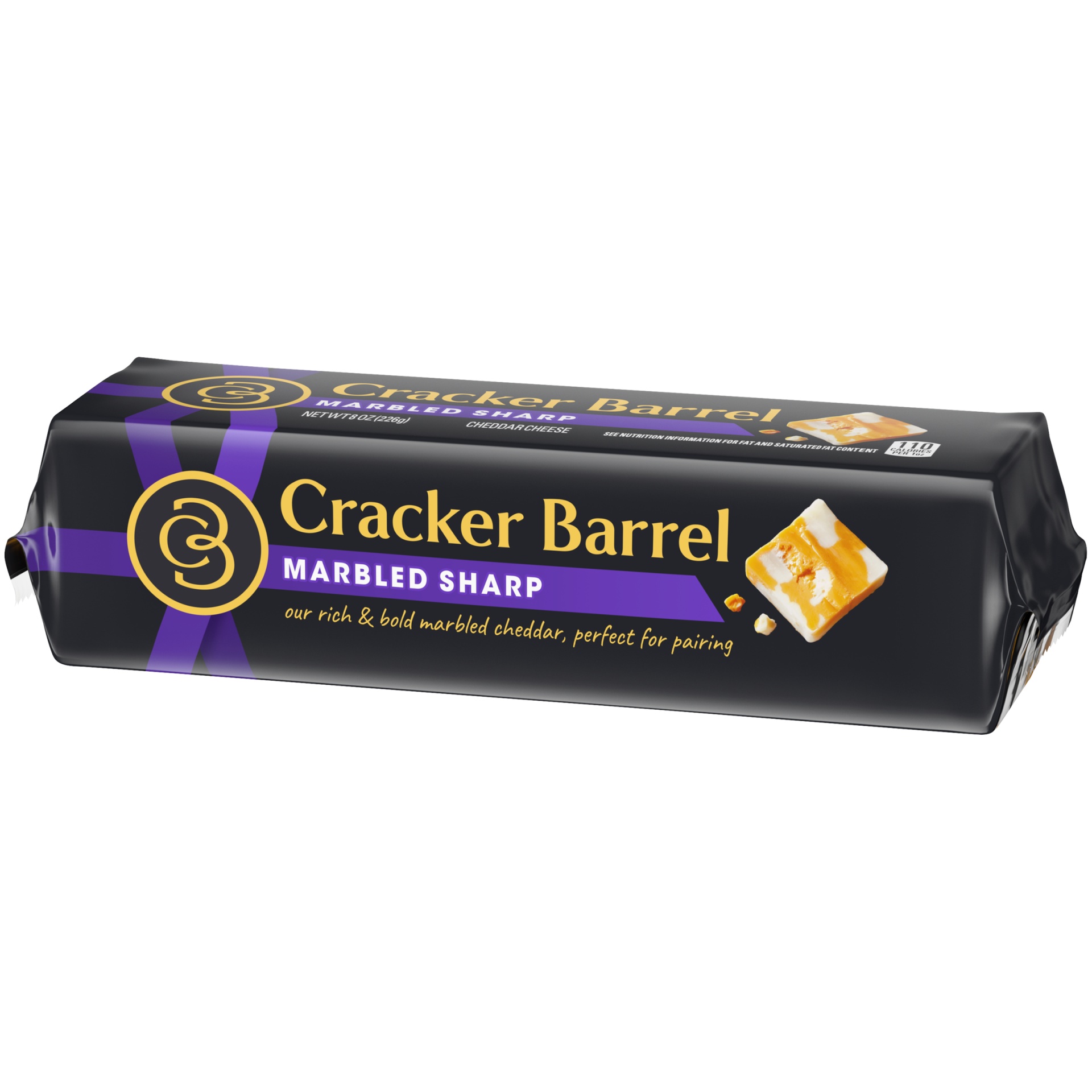 Cracker Barrel Marbled Sharp Cheddar Cheese Block 8 oz