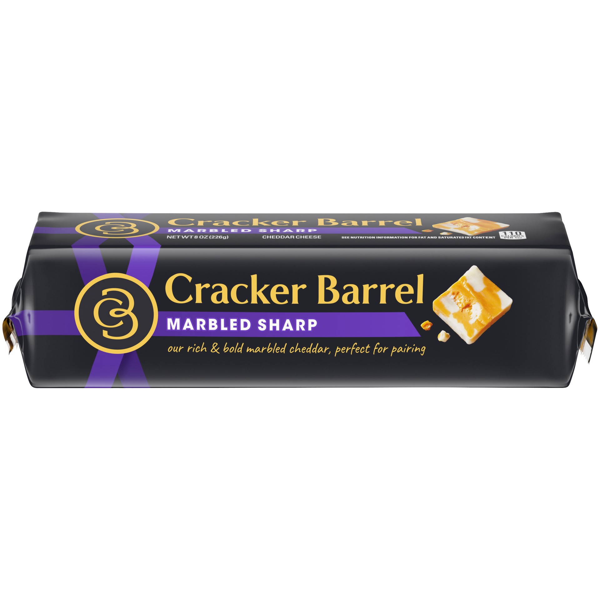 slide 1 of 8, Cracker Barrel Marbled Sharp Cheddar Cheese, 8 oz Block, 8 oz