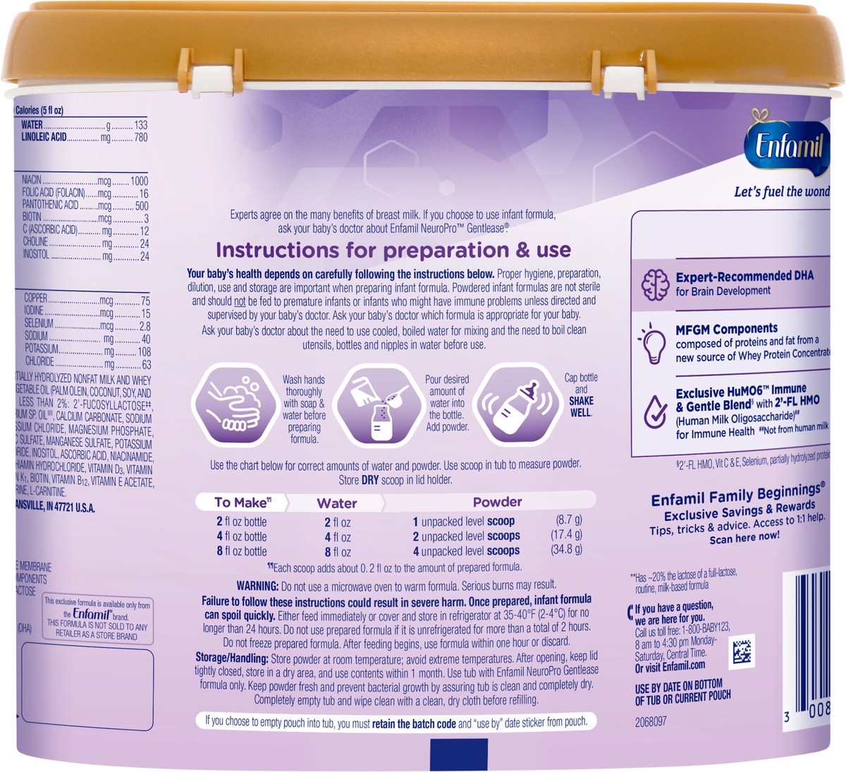 slide 5 of 8, Enfamil NeuroPro 0-12 Months Milk-Based Powder with Iron Infant Formula 19.5 oz, 19.5 oz