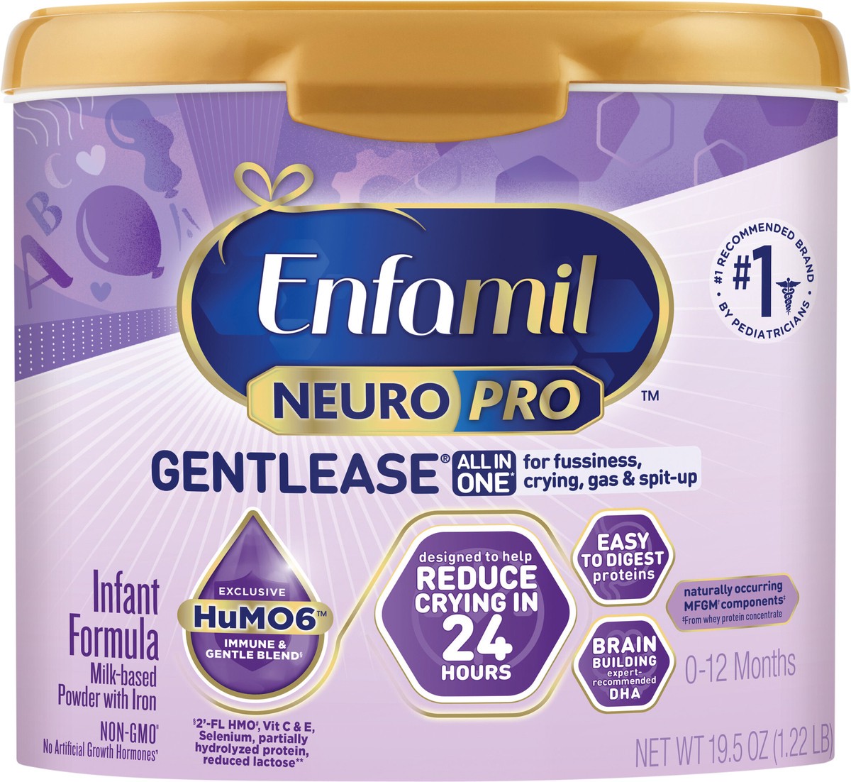slide 4 of 8, Enfamil NeuroPro 0-12 Months Milk-Based Powder with Iron Infant Formula 19.5 oz, 19.5 oz