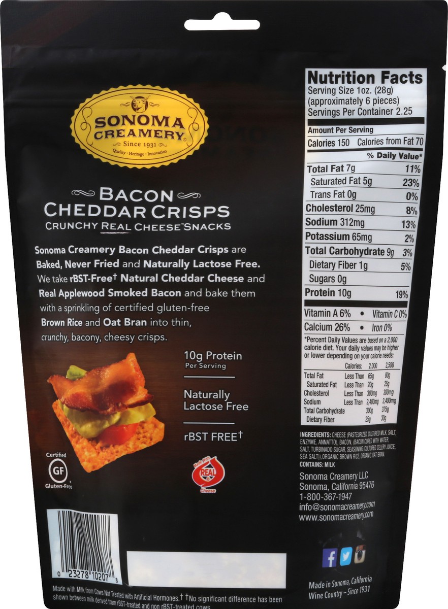 slide 7 of 8, Sonoma Creamery Sonoma Bacon Cheddar Cheese Crisps, 2.25 oz