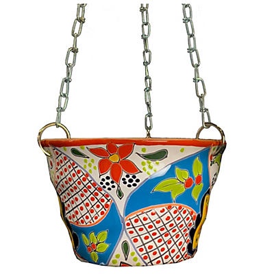 slide 1 of 1, Blue Orange Pottery Talavera Hanging Planter, 1 ct