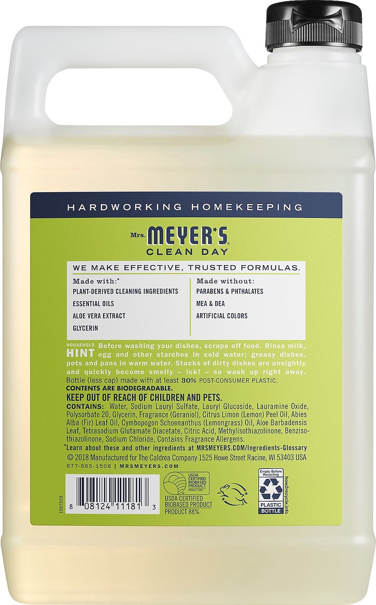 slide 3 of 3, Mrs. Meyer's Clean Day Liquid Dish Soap Refill, Lemon Verbena Scent, 48 Ounce Bottle, 48 fl oz