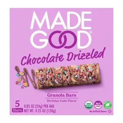 MadeGood Chocolate Drizzled Granola Bars, Birthday Cake
