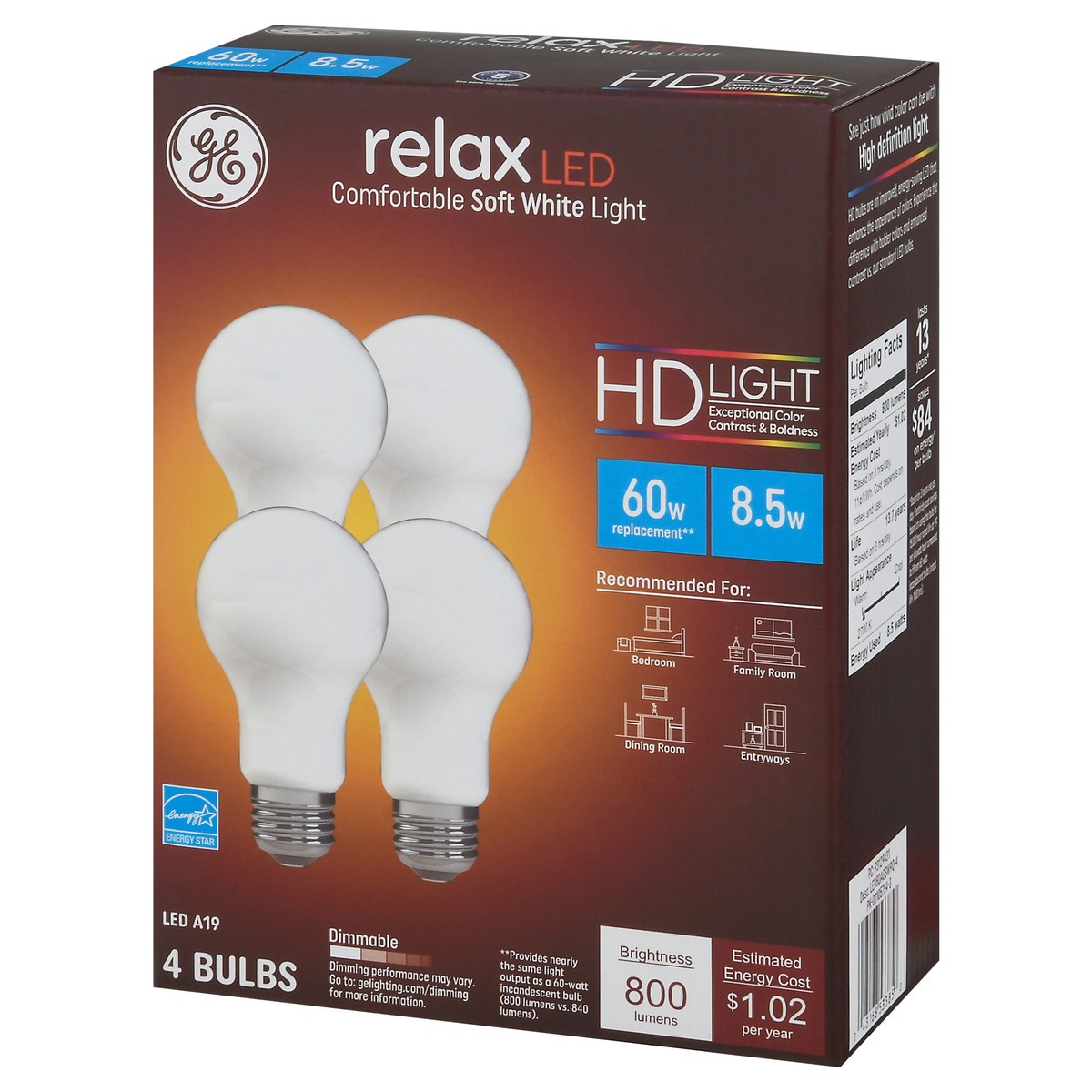 slide 3 of 9, GE Relax Led Light Bulbs, 4 ct