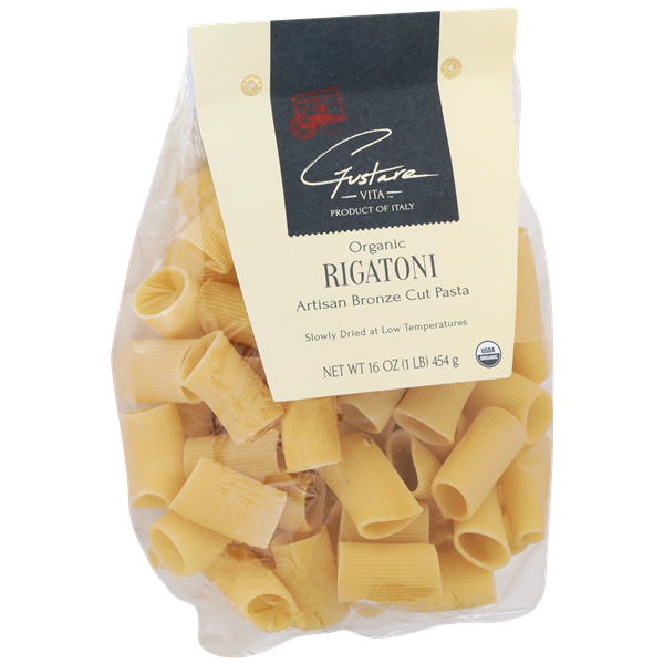 slide 1 of 1, Gustare Vita Organic Artisan Bronze Cut Pasta, Rigatoni, 16 oz