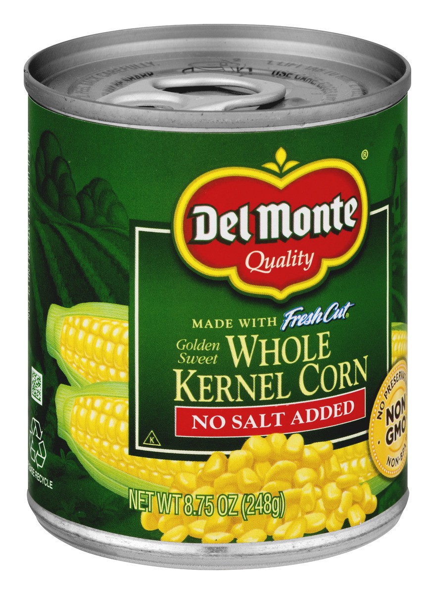 slide 4 of 11, Del Monte No Salt Added Golden Sweet Whole Kernel Corn 8.75 oz Can, 