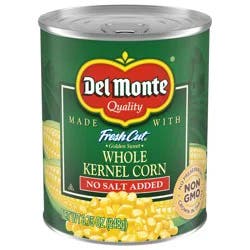 Del Monte No Salt Added Golden Sweet Whole Kernel Corn, 8.75 oz Can