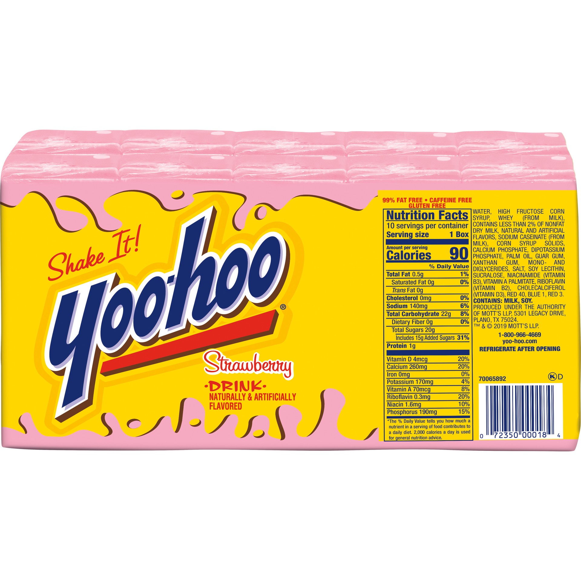 slide 3 of 3, Yoo-hoo Strawberry Drink, 6.5 fl oz boxes, 10 pack, 10 ct; 6.5 oz