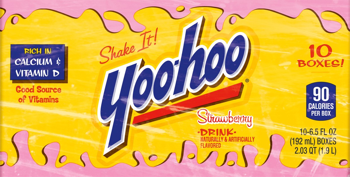 slide 1 of 3, Yoo-hoo Strawberry Drink, 6.5 fl oz boxes, 10 pack, 10 ct; 6.5 oz