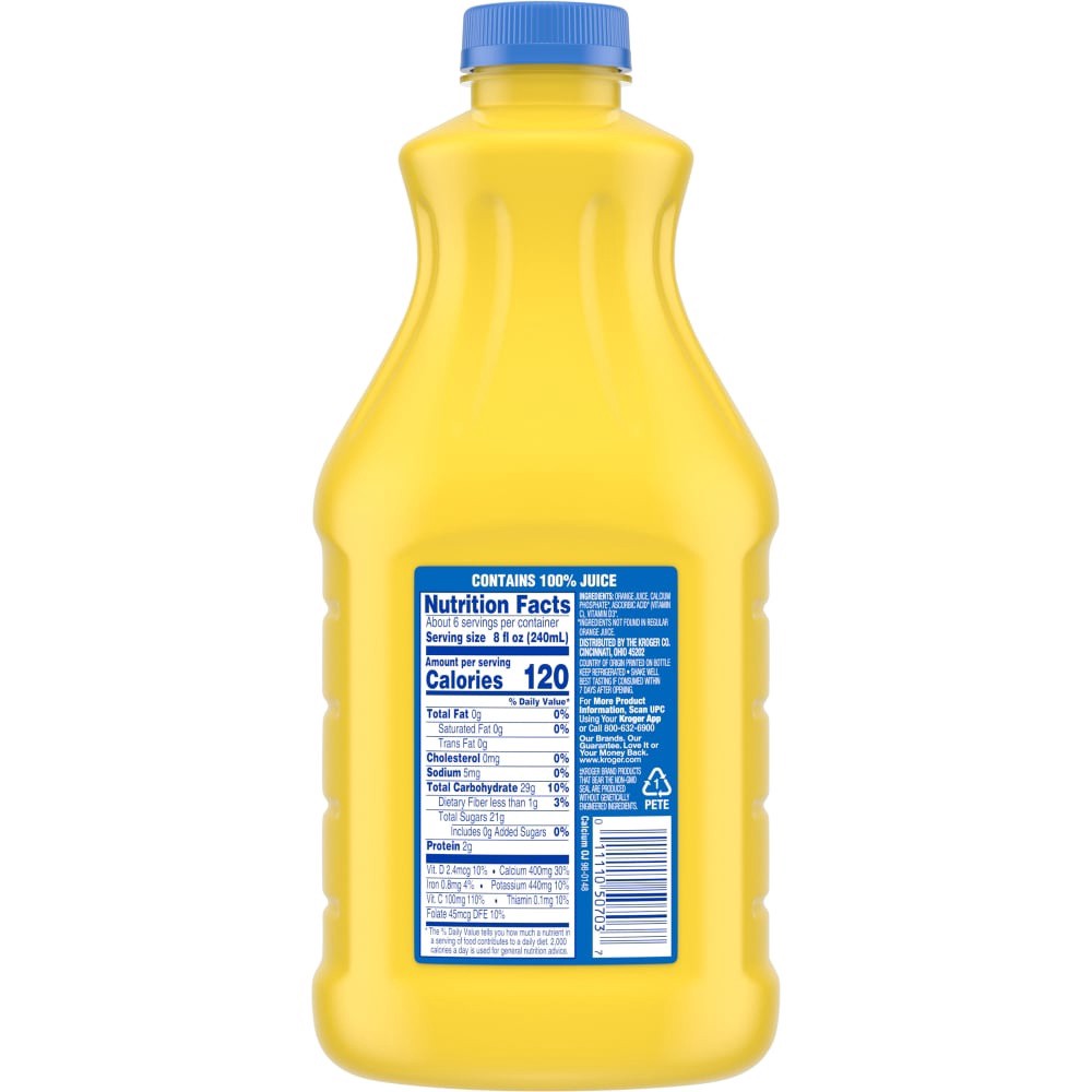 slide 4 of 6, Kroger 100% Orange Juice With Calcium - 52 fl oz, 52 fl oz