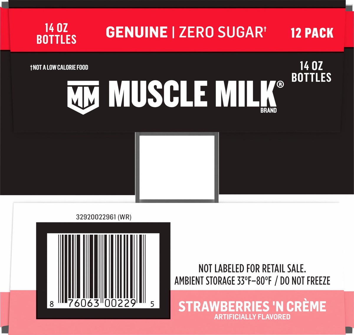 slide 2 of 10, Muscle Milk Genuine Zero Sugar Protein Shake Strawberries 'N Crème Artificially Flavored 14 Fl Oz 12 Count, 14 fl oz