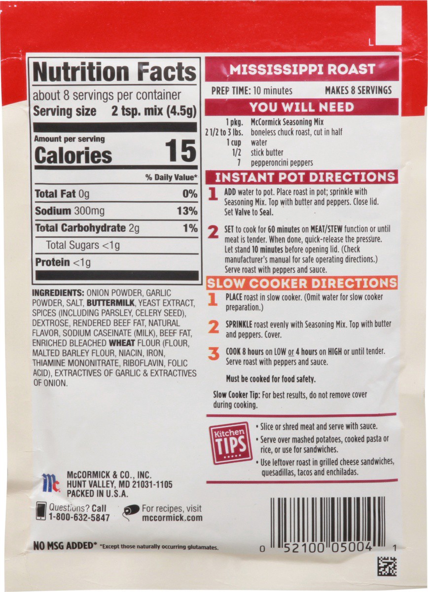 slide 4 of 9, McCormick Pot Roast Seasoning Mix - Mississippi Beef, 1.25 oz