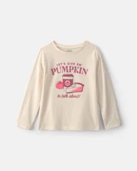 Carters Girls Pumpkin Long-Sleeve Graphic Tee - Cream Cream XS