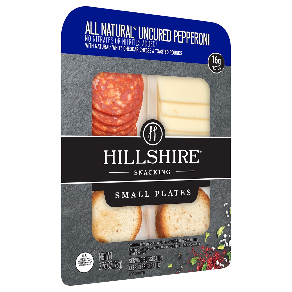 slide 4 of 5, Hillshire Snacking Small Plates, All Natural* Uncured Pepperoni Deli Lunch Meat with Natural* White Cheddar Cheese, 2.76 oz, 2.76 oz