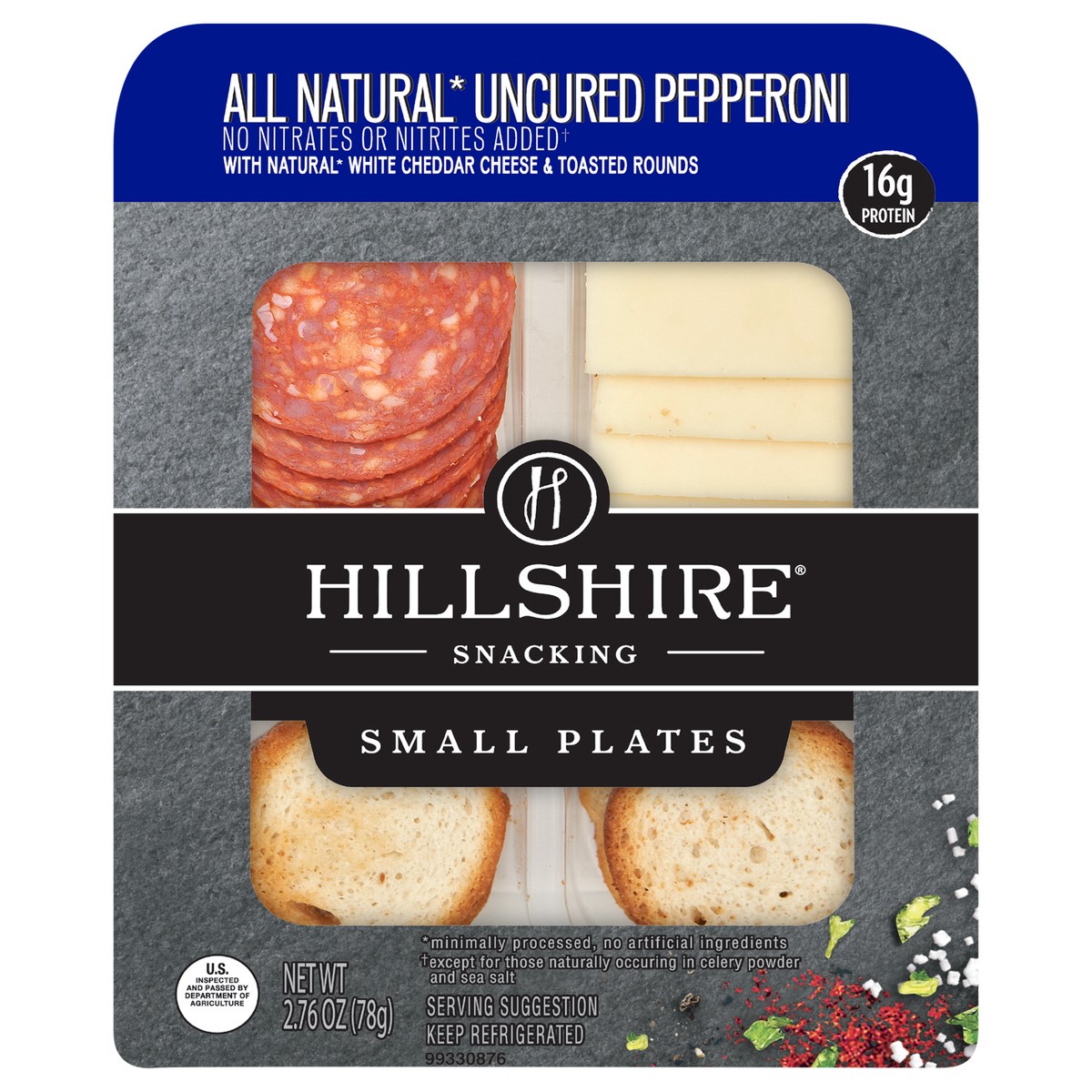 slide 1 of 5, Hillshire Snacking Protein Small Plates, All Natural* Uncured Pepperoni with Natural* White Cheddar Cheese, 2.76 oz, 2.76 oz