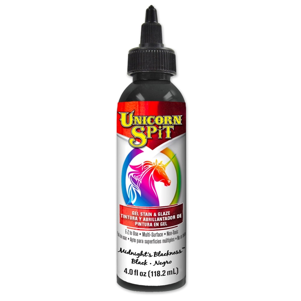 slide 1 of 1, Unicorn SPiT Water-Based Midnight's Blackness Semi-Transparent Satin Tintable Interior Stain (Quarter-Pint), 4 fl oz