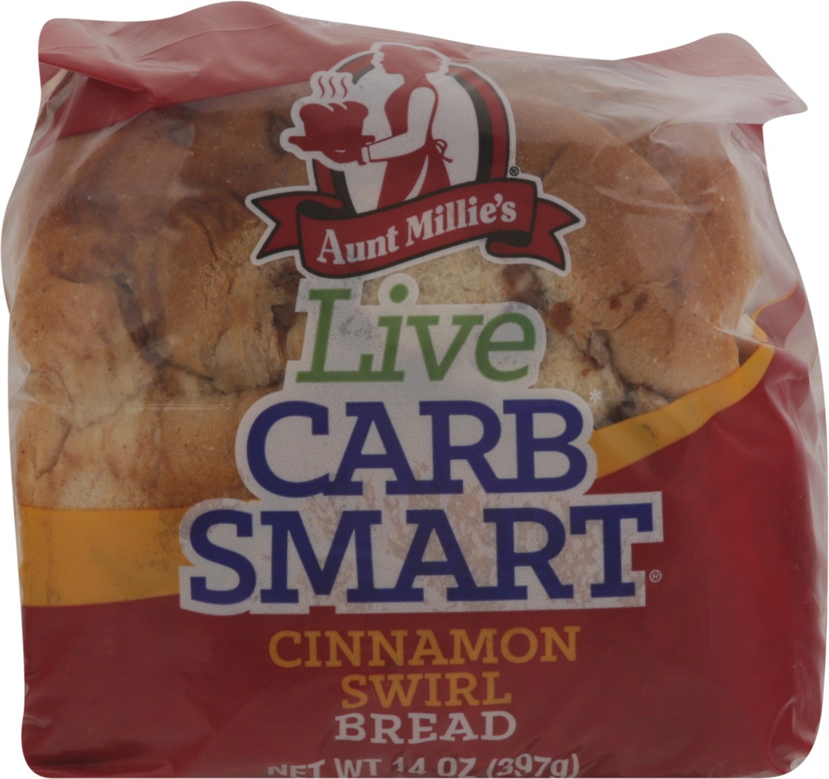 slide 13 of 13, Aunt Millie's Live Carb Smart Cinnamon Swirl Bread 14 oz, 14 oz