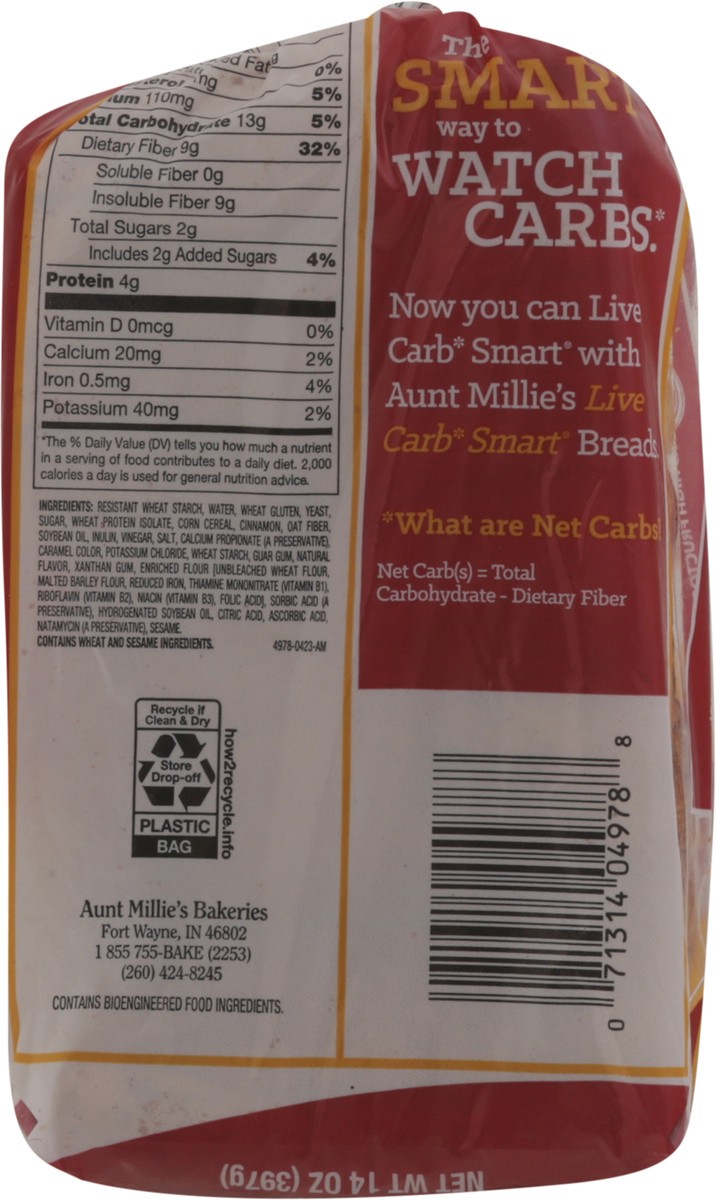 slide 10 of 13, Aunt Millie's Live Carb Smart Cinnamon Swirl Bread 14 oz, 14 oz