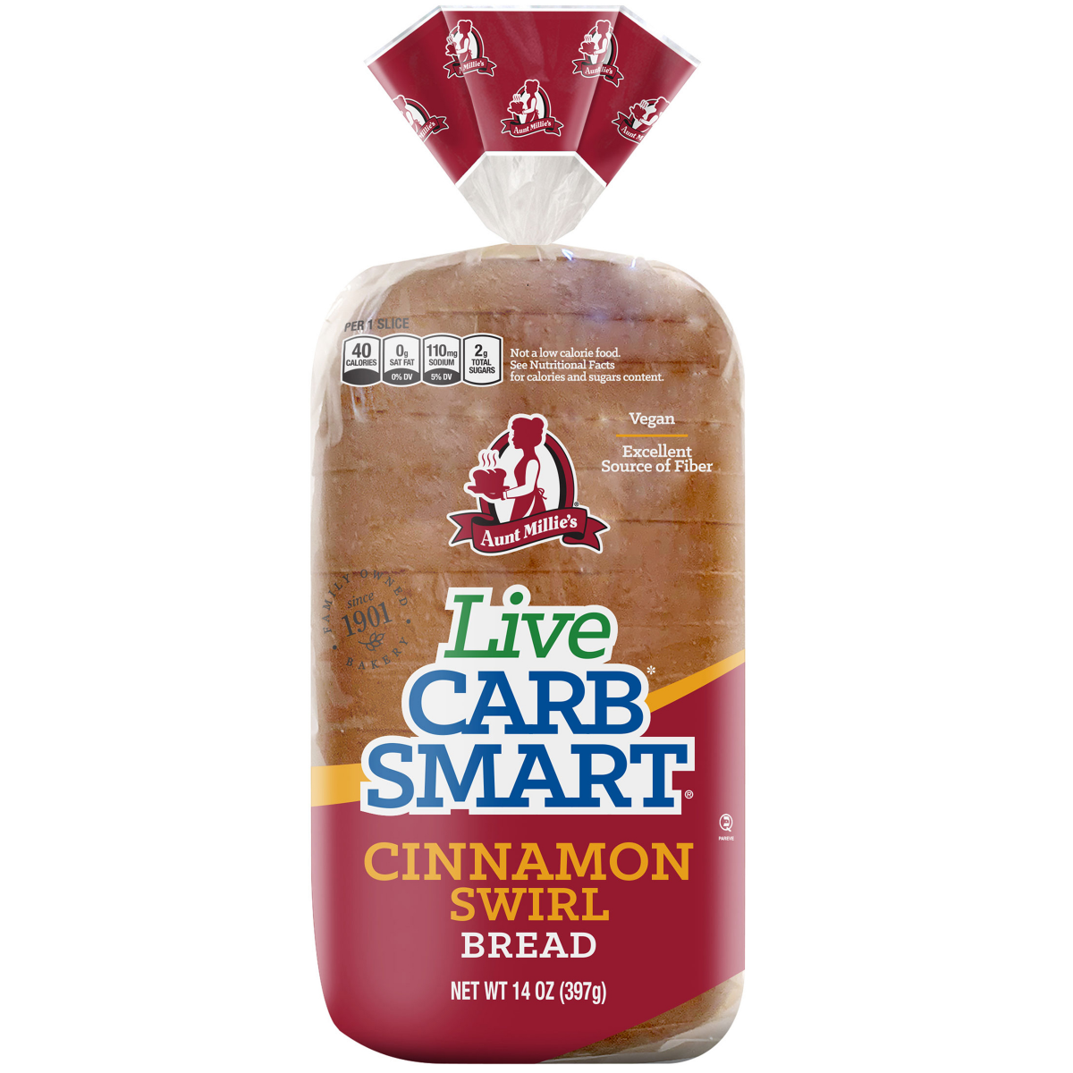 slide 1 of 13, Aunt Millie's Live Carb Smart Cinnamon Swirl Bread 14 oz, 14 oz