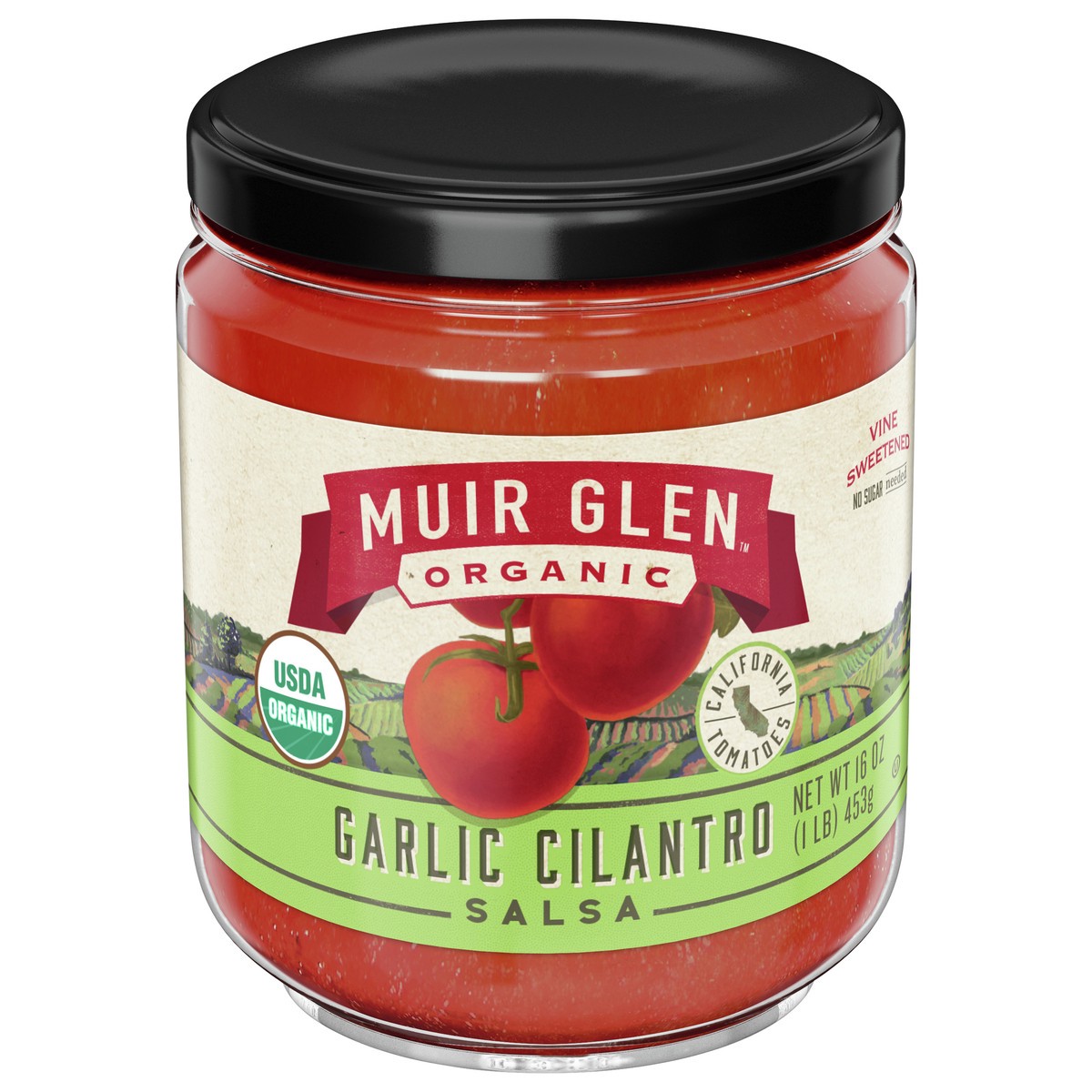 slide 1 of 10, Muir Glen Garlic Cilantro Salsa, 16 ounces, 16 oz