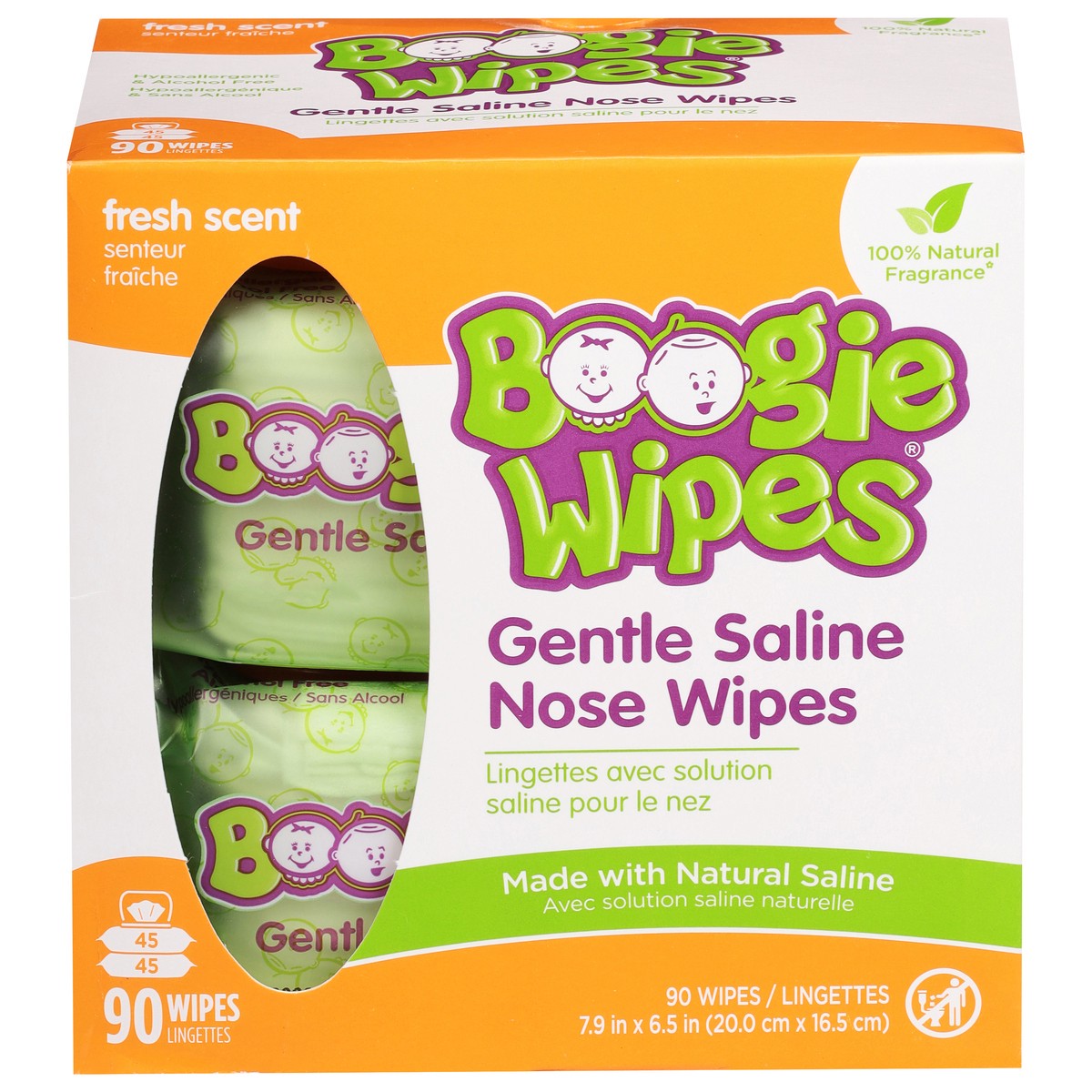 slide 1 of 51, Boogie Fresh Scent Gentle Saline Nose Wipes 90 ea, 90 ct