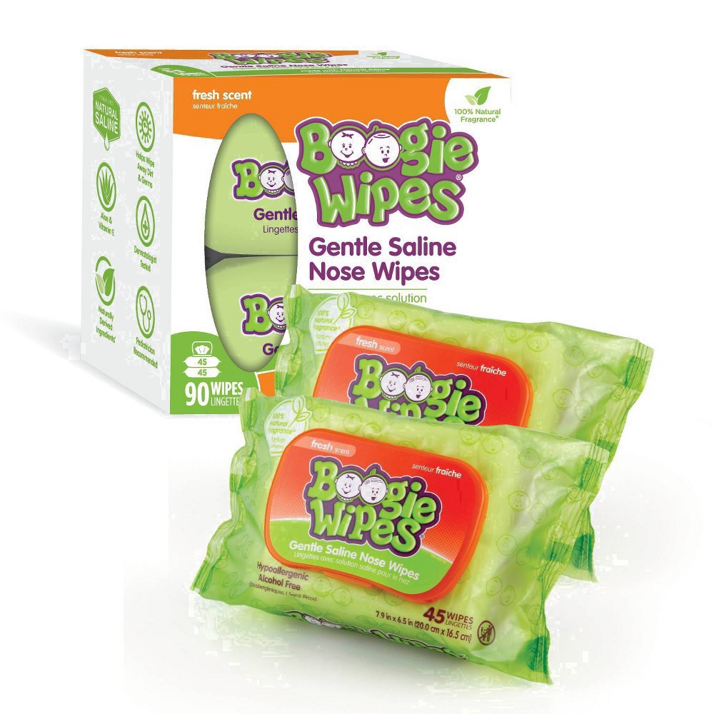 slide 29 of 51, Boogie Fresh Scent Gentle Saline Nose Wipes 90 ea, 90 ct