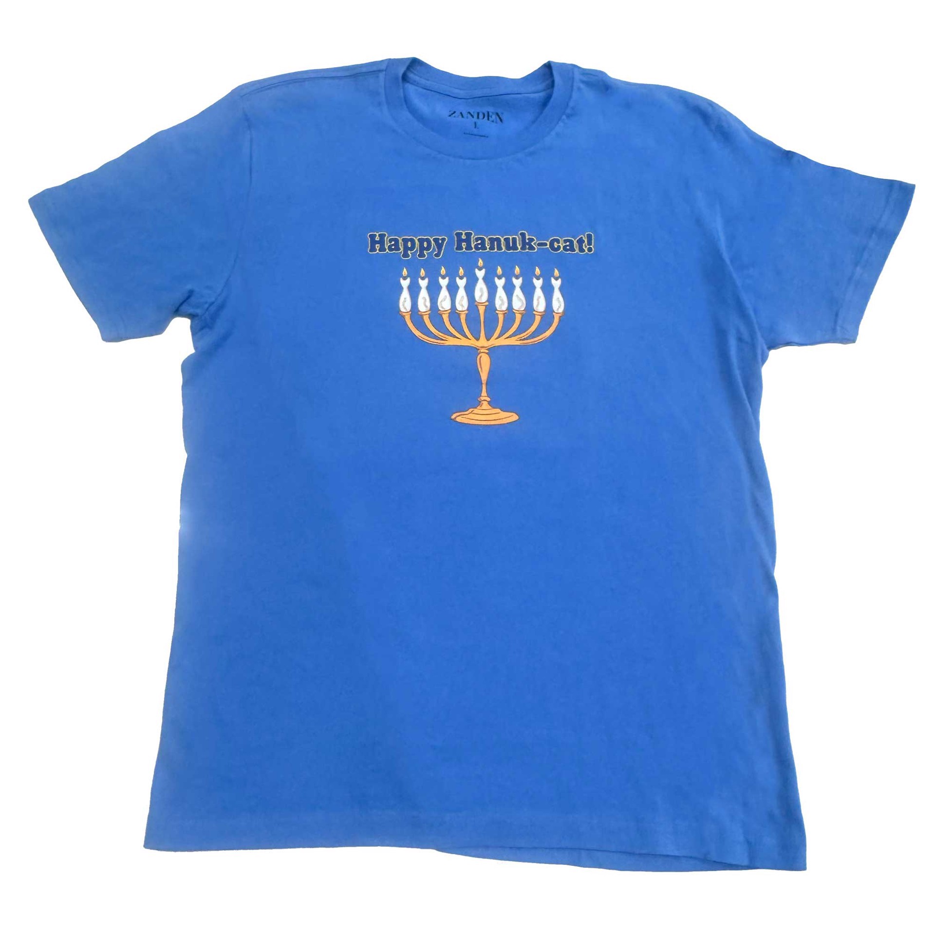 slide 1 of 1, Zanden Hanukkcat Adult T-Shirt, Large, LG