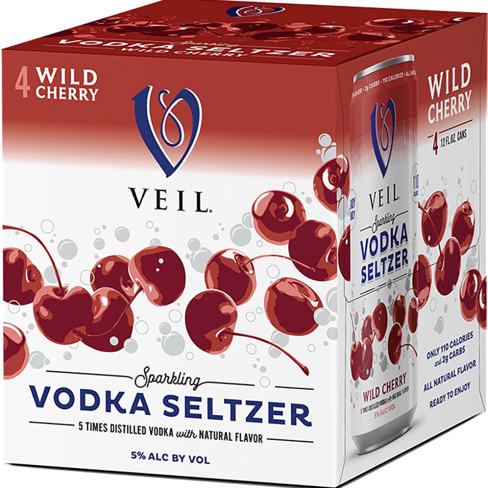 slide 1 of 1, Veil Wild Cherry Seltzer, 4 ct; 12 oz