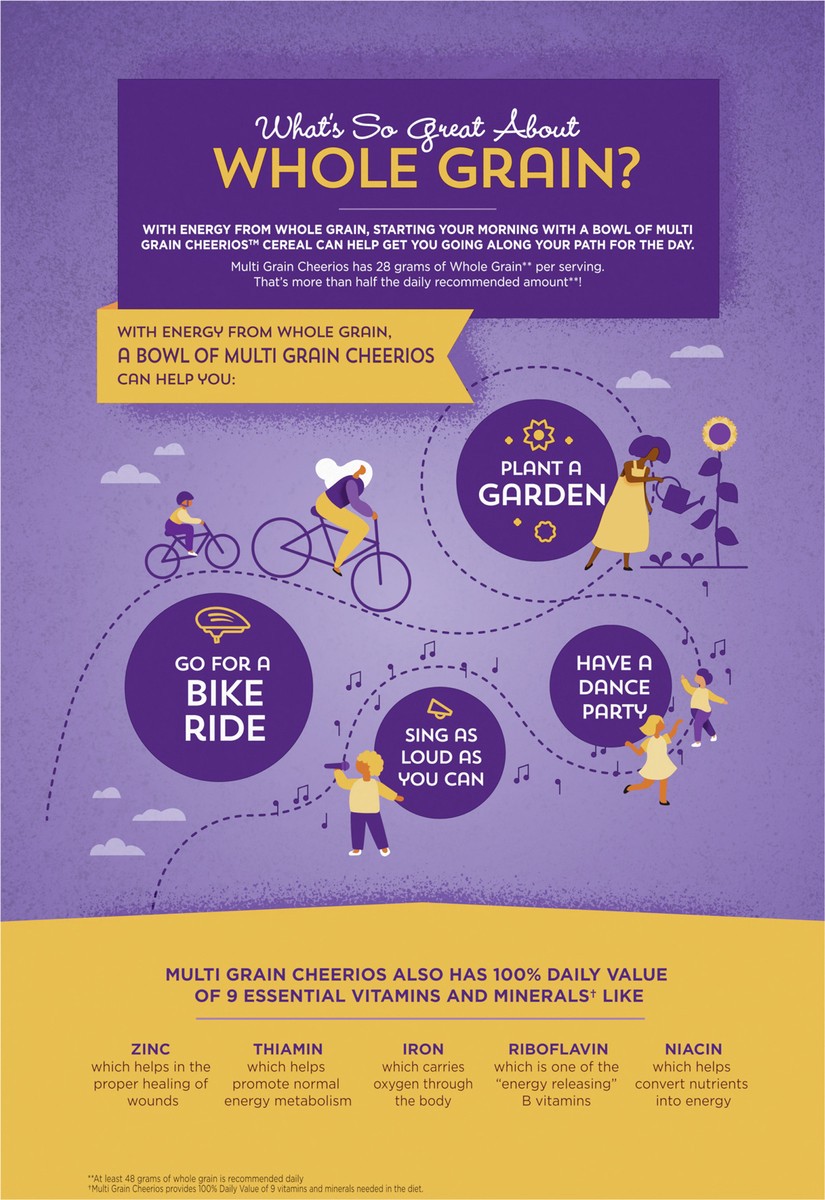 slide 4 of 8, Cheerios Multi Grain Cheerios, Heart Healthy Breakfast Cereal, Gluten Free, Giant Size, 20.6 oz, 24 oz