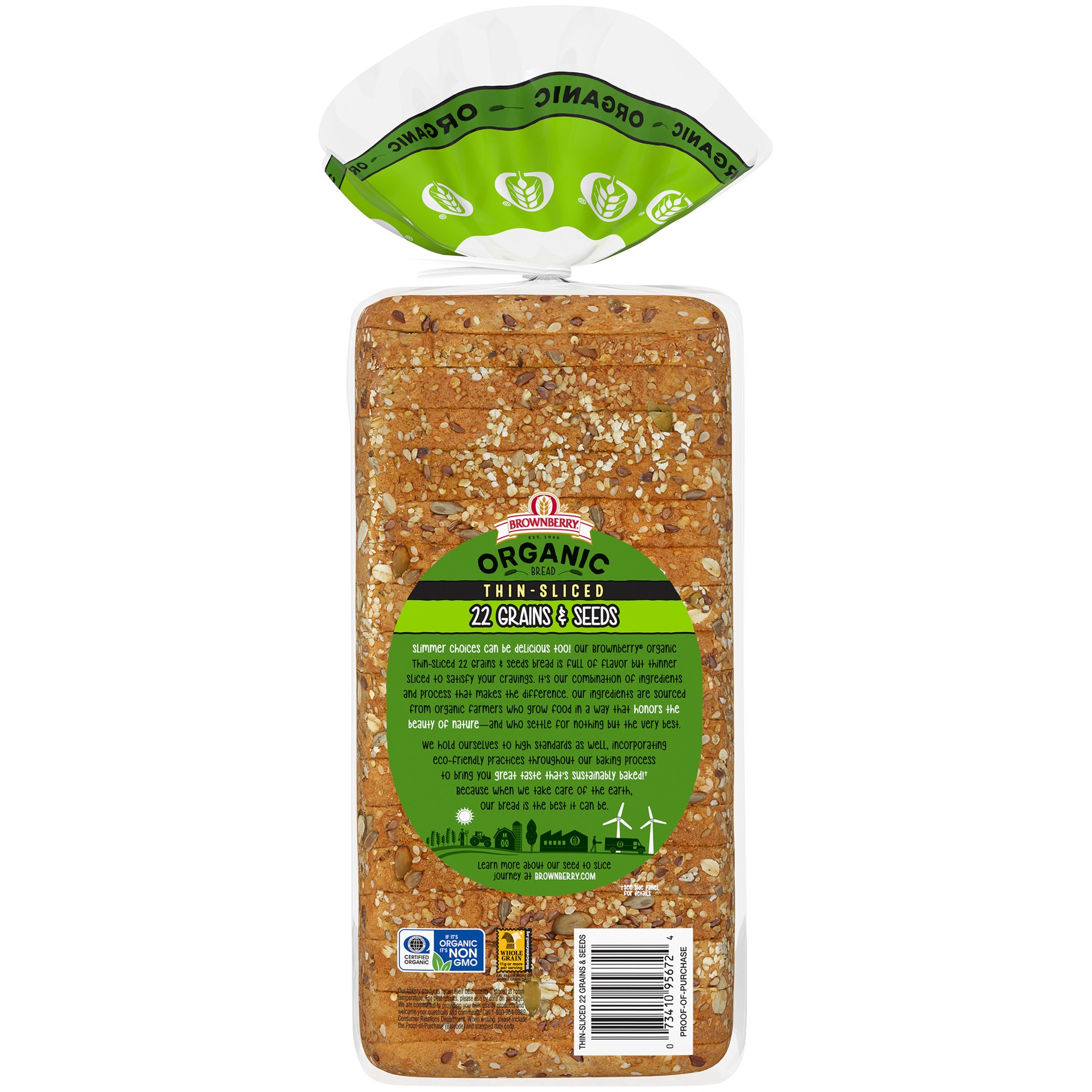 slide 4 of 5, Brownberry Organic Thin Sliced 22 Grains & Seeds Bread, 20 oz, 1 ct