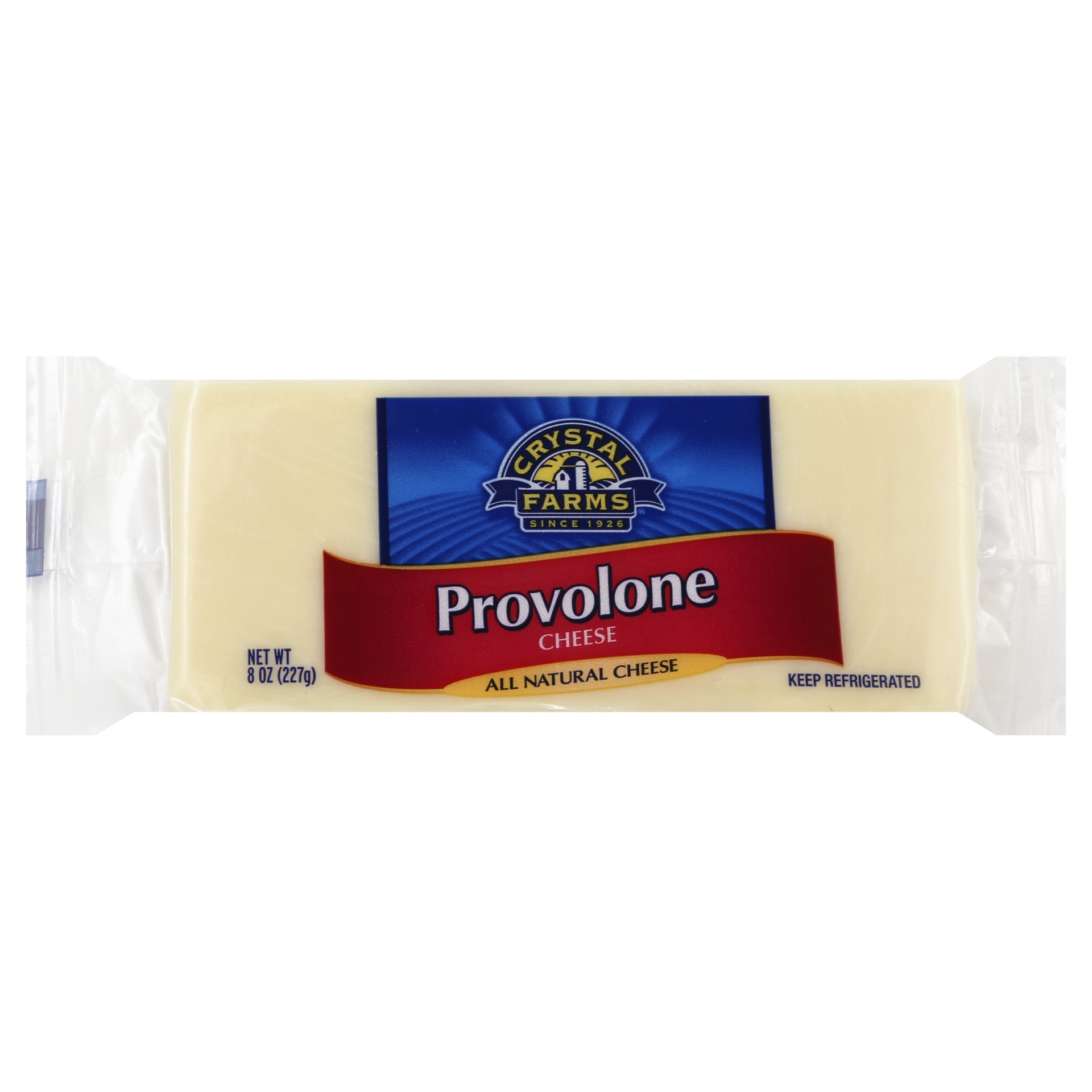 slide 1 of 1, Crystal Farms Provolone Cheese Brick, 8 oz