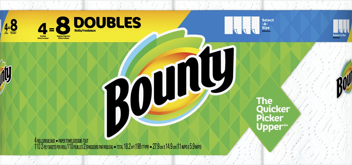 slide 5 of 5, Bounty Double Rolls Select-A-Size 2-Ply Paper Towels 4 ea, 4 ct