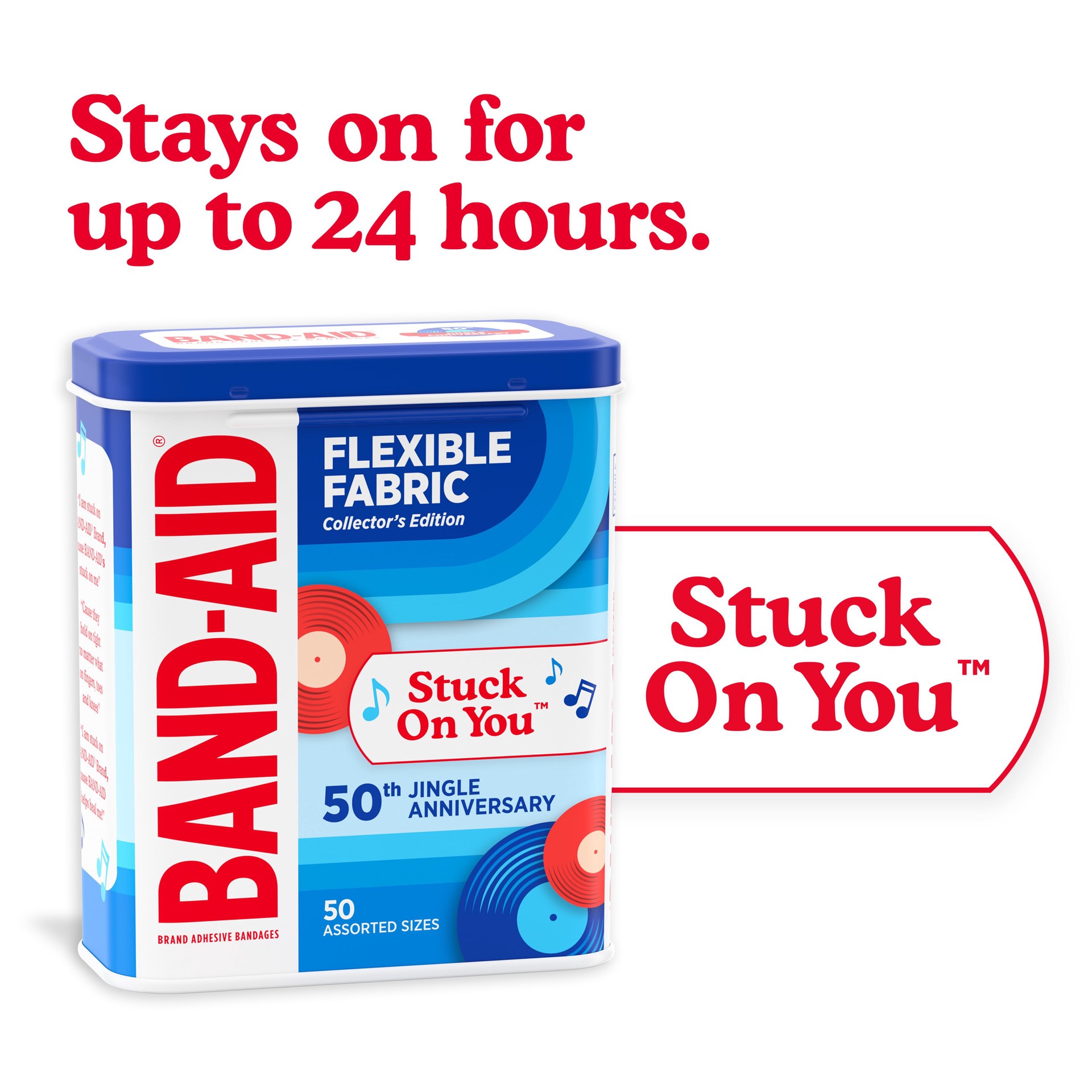 slide 6 of 9, BAND-AID Brand Adhesive Bandages, Jingle Tin, Assorted Sizes, 50ct, 50 ct