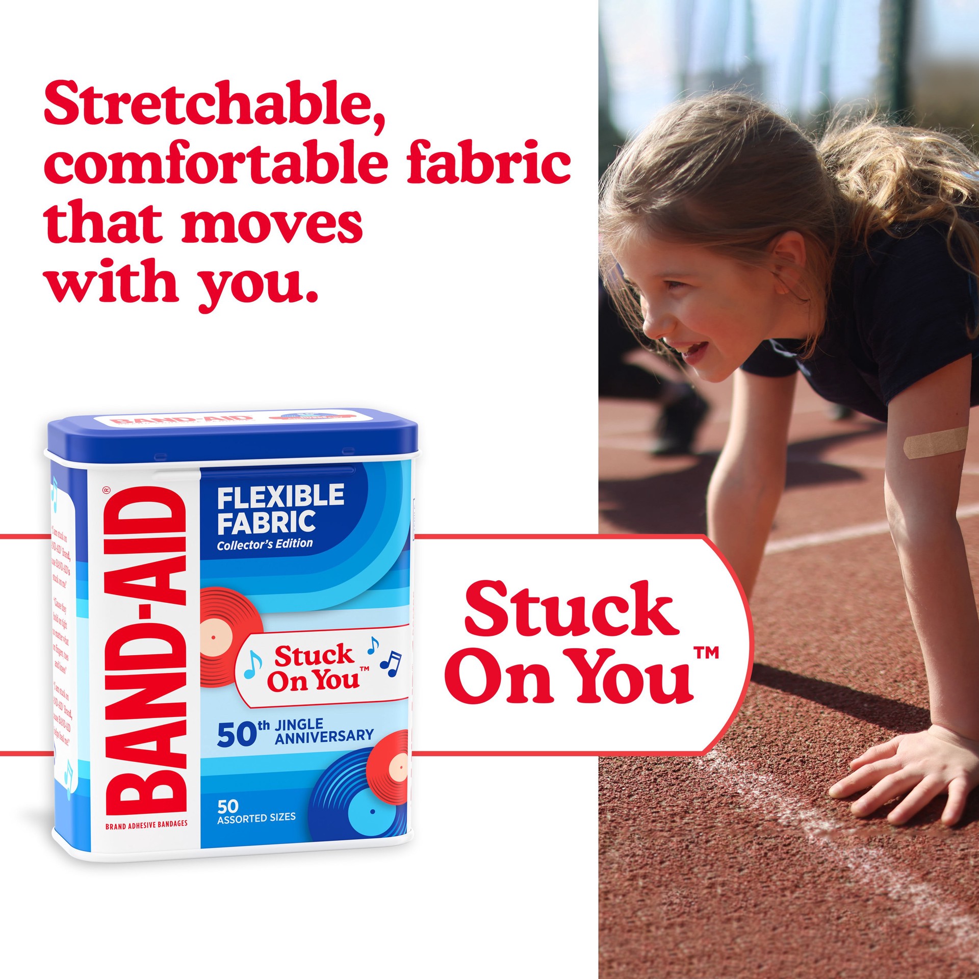 slide 9 of 9, BAND-AID Brand Adhesive Bandages, Jingle Tin, Assorted Sizes, 50ct, 50 ct