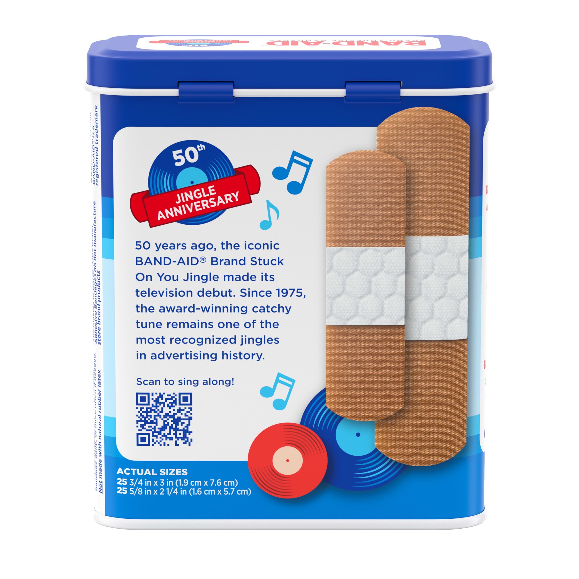 slide 5 of 9, BAND-AID Brand Adhesive Bandages, Jingle Tin, Assorted Sizes, 50ct, 50 ct
