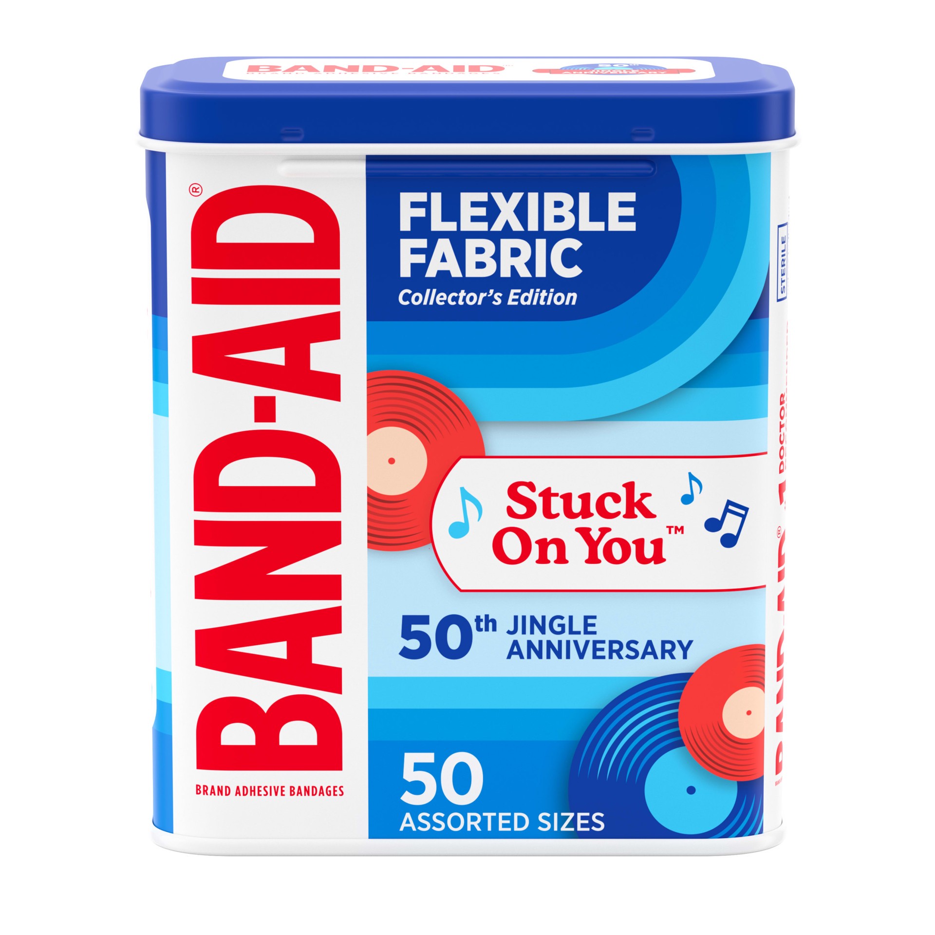 slide 1 of 9, BAND-AID Brand Adhesive Bandages, Jingle Tin, Assorted Sizes, 50ct, 50 ct