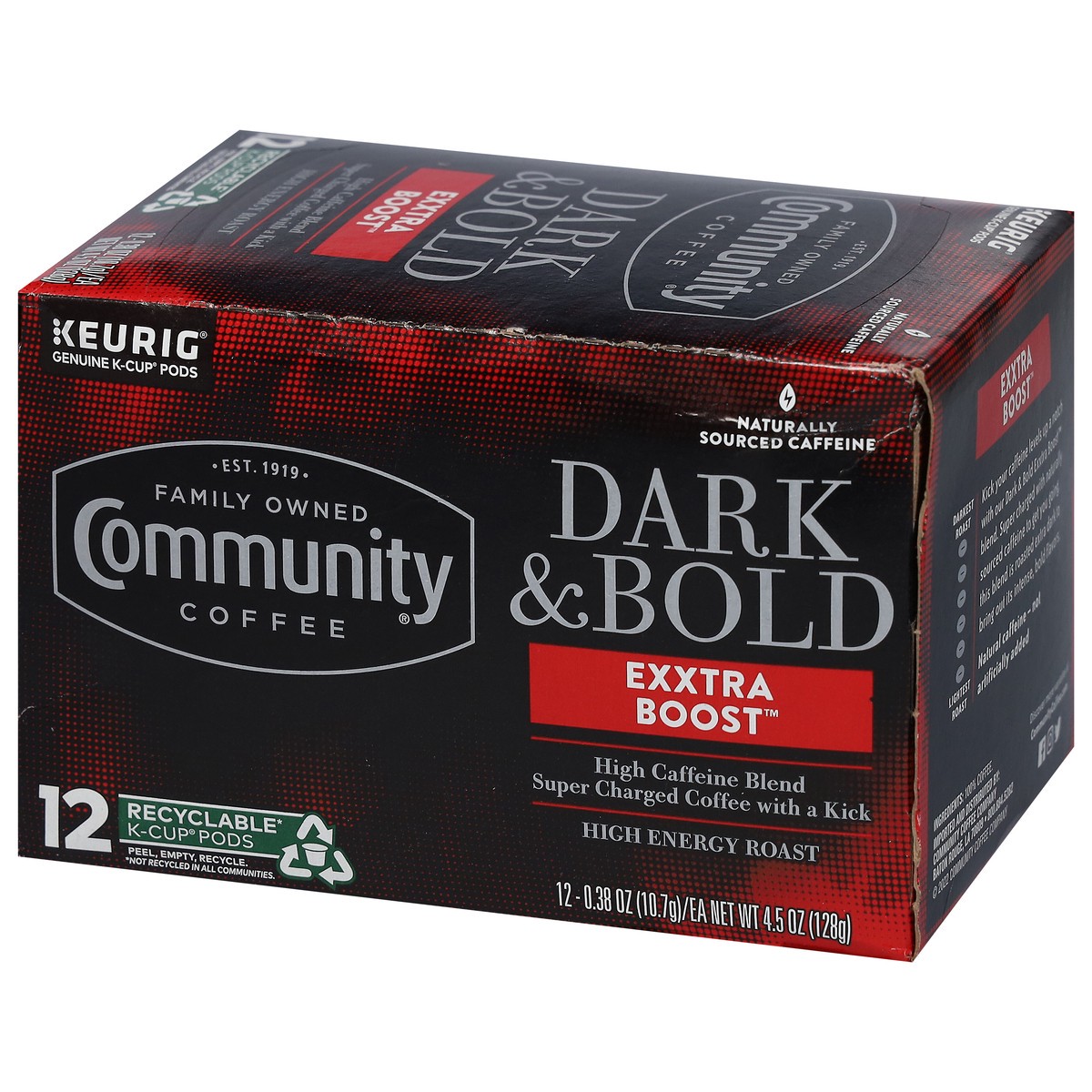 slide 3 of 9, Community Coffee A high caffeine blend of super charged coffee with a kick, 12 ct