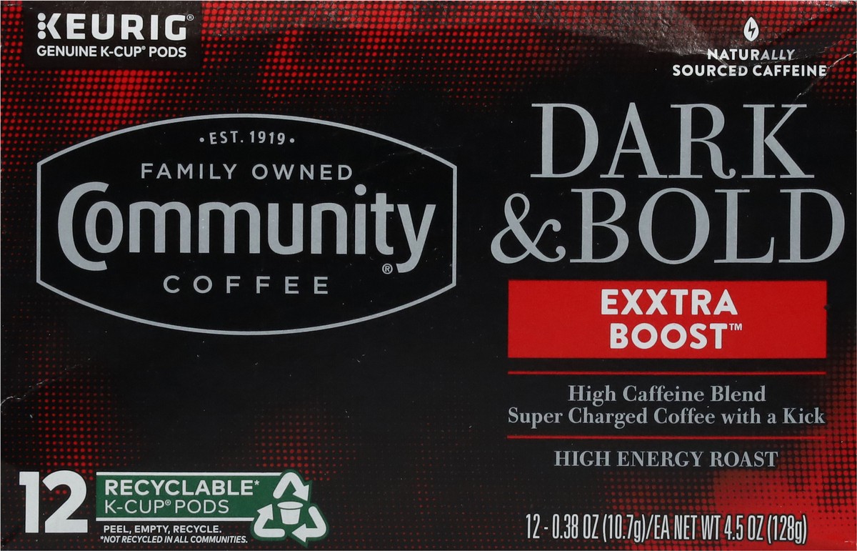 slide 4 of 9, Community Coffee A high caffeine blend of super charged coffee with a kick, 12 ct