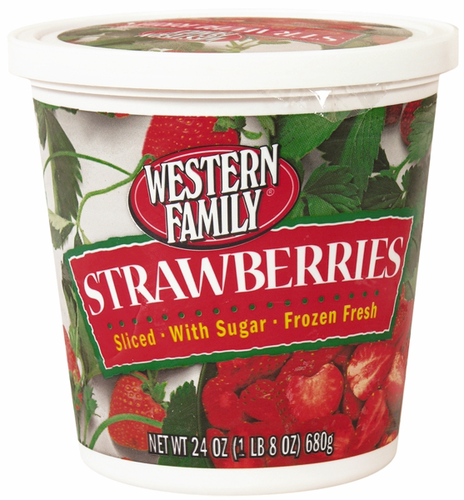 slide 1 of 1, Western Family Sliced Strawberries Tub, 24 oz