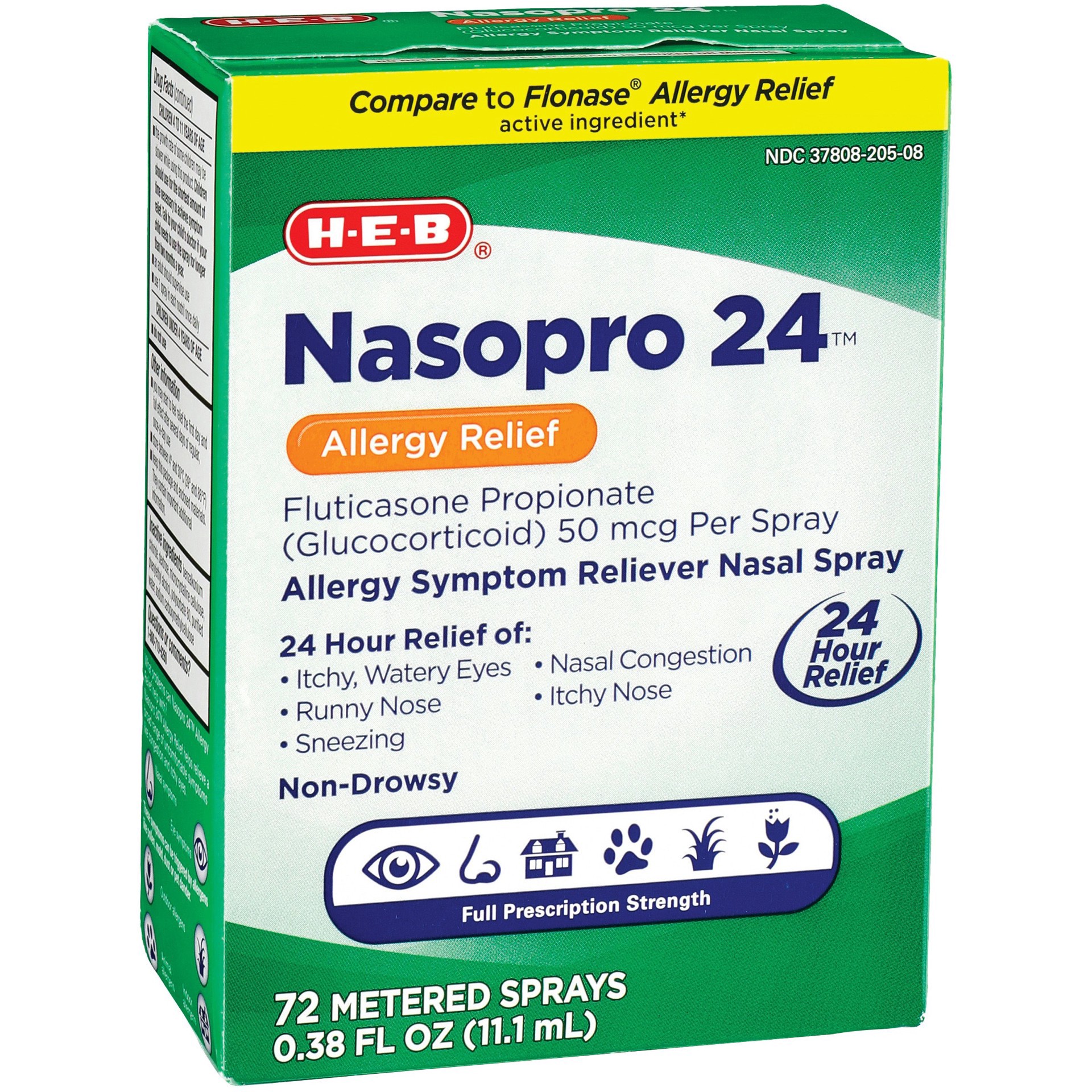 slide 1 of 1, H-E-B Nasopro 24 Allergy Relief Nasal Spray, 0.34 oz