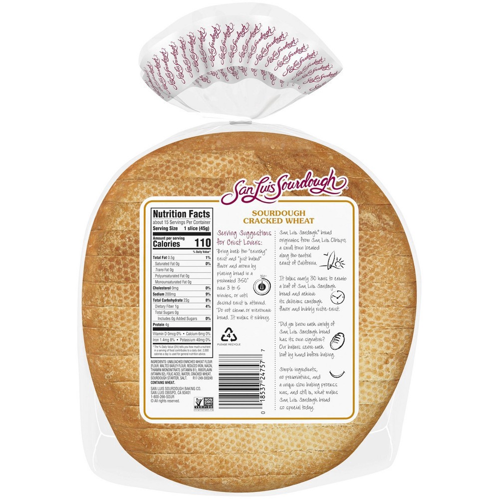 slide 3 of 11, San Luis Sourdough San Luis Cracked Wheat Bread, 24 oz, 24 oz