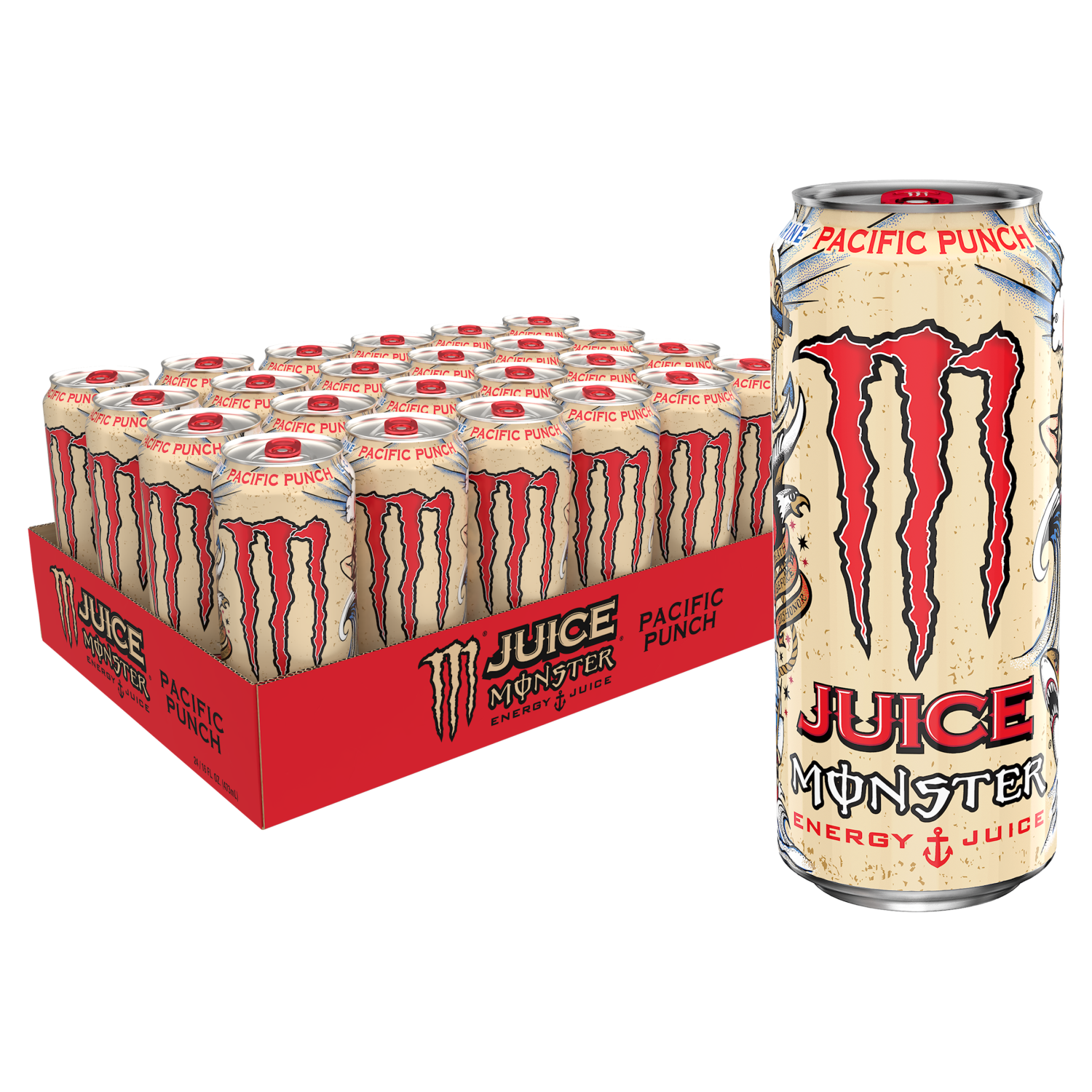 slide 1 of 5, Monster Energy Juice Monster Pacific Punch, Energy + Juice, 16 oz