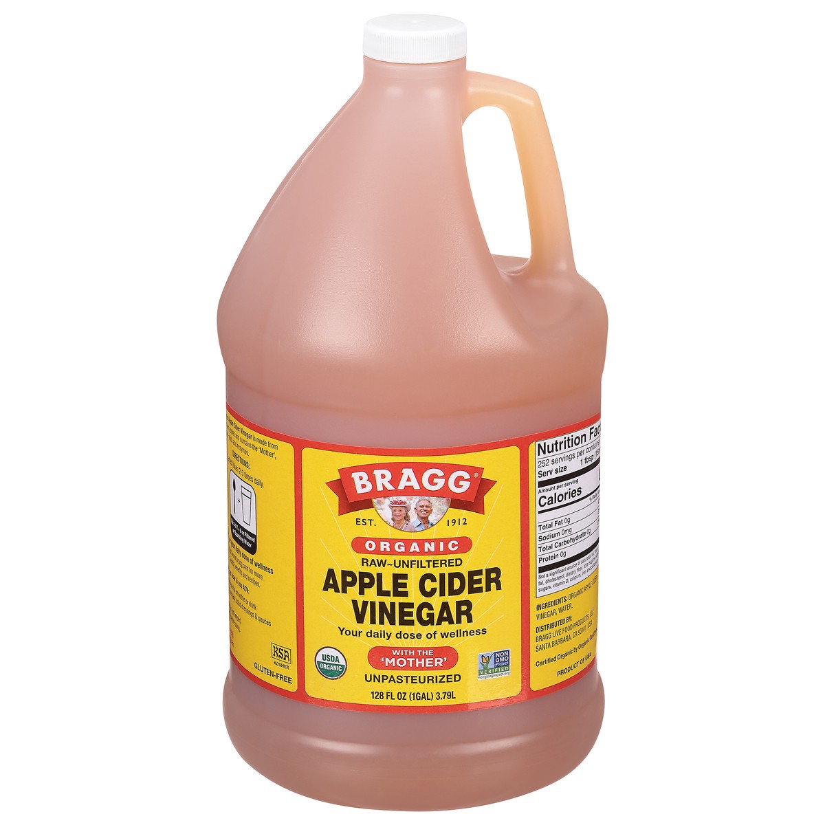 slide 1 of 9, Bragg Organic Raw-Unfiltered Apple Cider Vinegar 128 fl oz, 128 fl oz